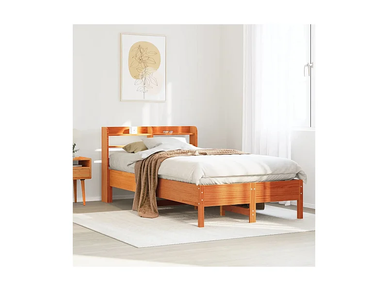 Bedframe zonder matras, bruine was, 120x200cm, massief grenenhout