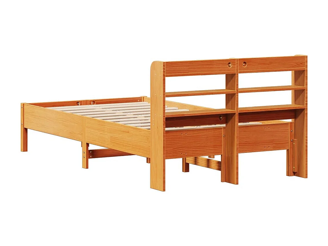 Struttura letto senza materasso, cera marrone, 120x200cm, legno massello di pino
