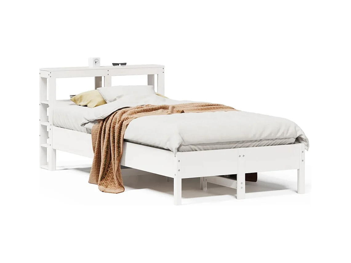Struttura letto senza materasso bianco 75x190 cm in legno massello di pino