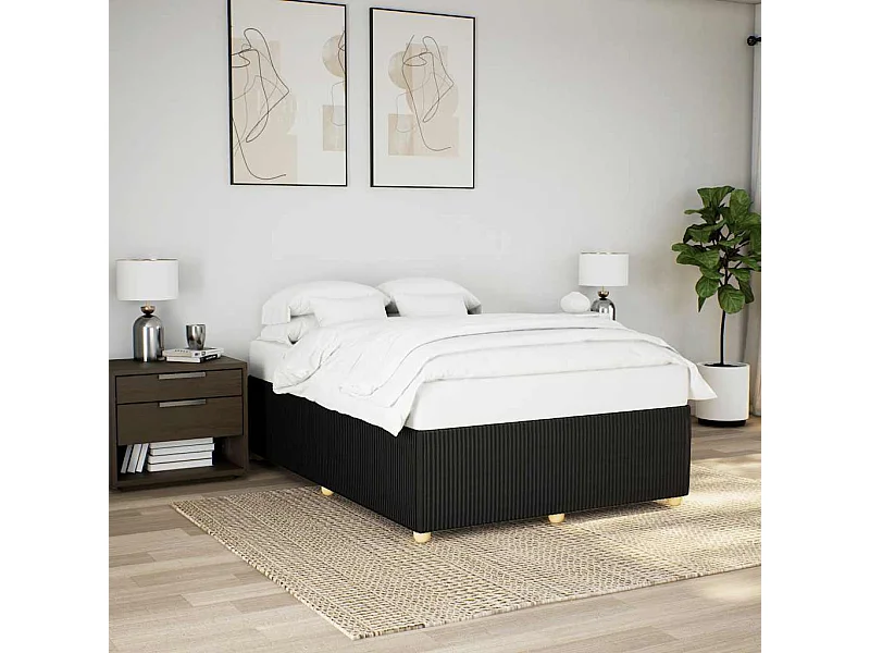 Zwarte matrasloze bedframe 140x190 cm stof