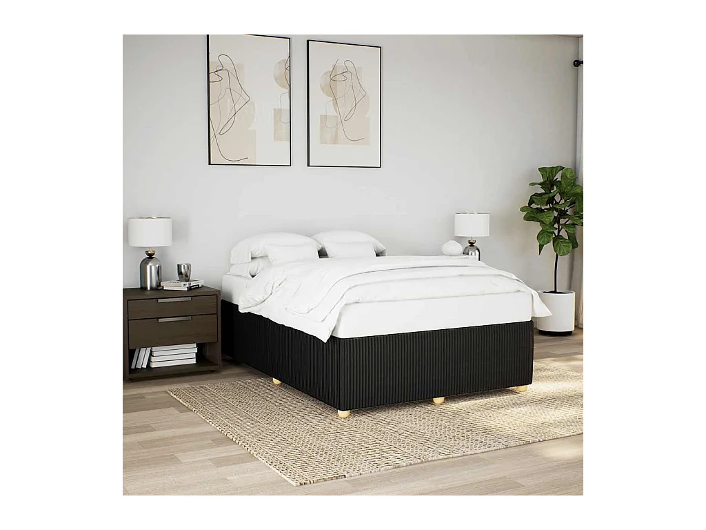 Estructura de cama sin colchón negra de tela 140x190 cm