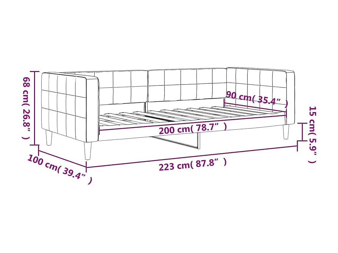 Daybed zonder matras donkergroen 90x200 cm fluweel