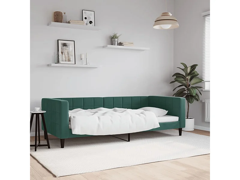 Divano letto senza materasso verde scuro 90x200 cm velluto