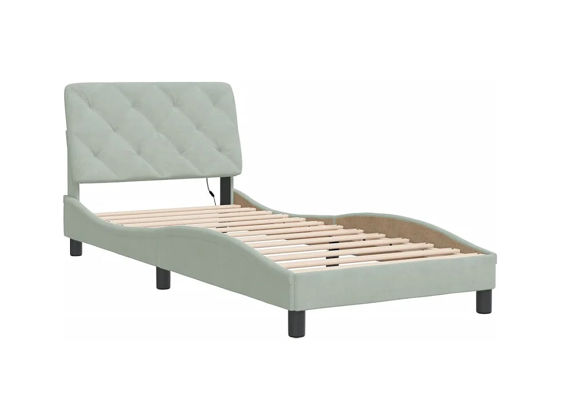 Cadre de lit avec LED sans matelas gris clair 80x200 cm velours