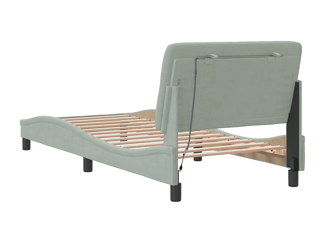 Cadre de lit avec LED sans matelas gris clair 80x200 cm velours
