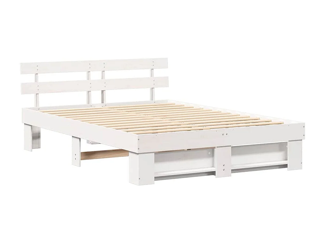 Cadre de lit Blanc 160 x 200 cm Bois massif en pin