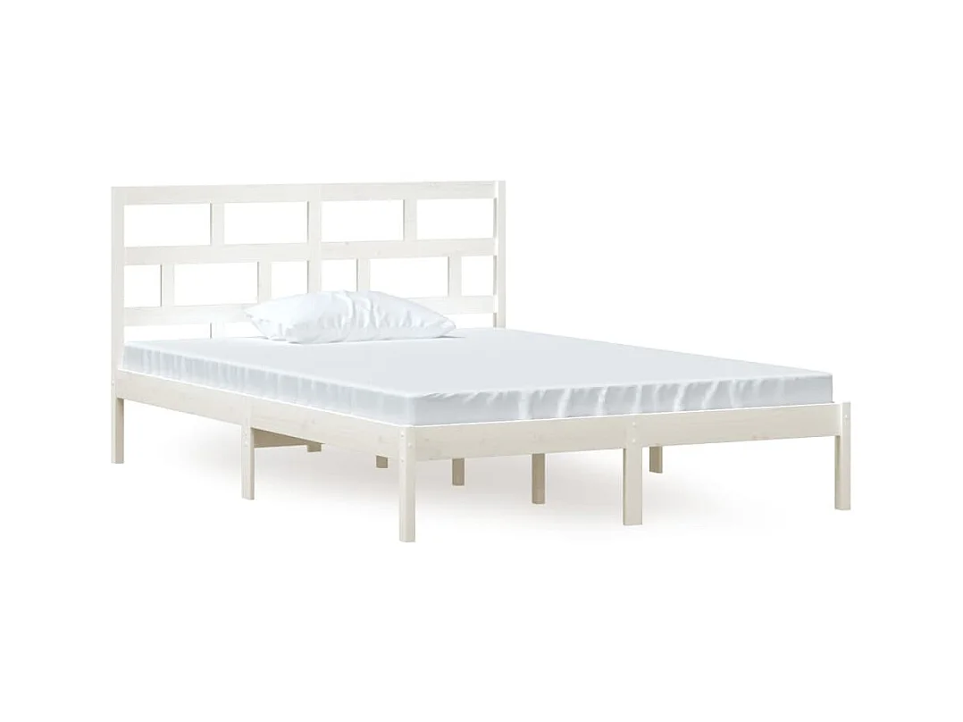 Estructura de cama sin colchón de madera maciza blanca 140x200 cm