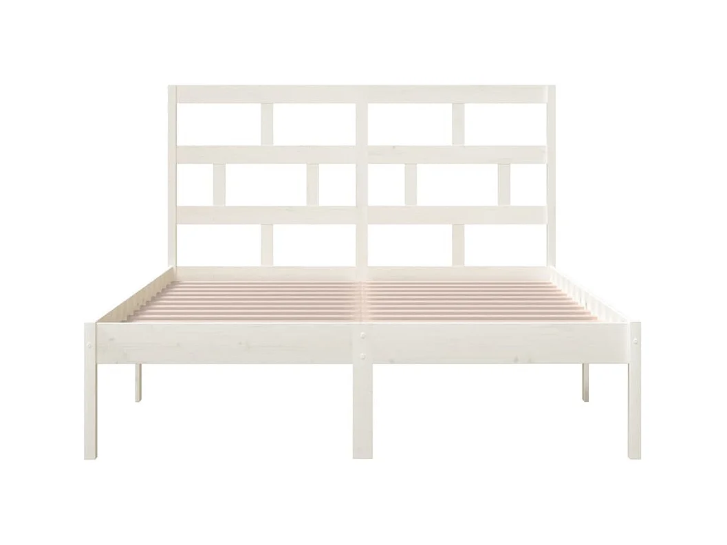 Estructura de cama sin colchón de madera maciza blanca 140x200 cm