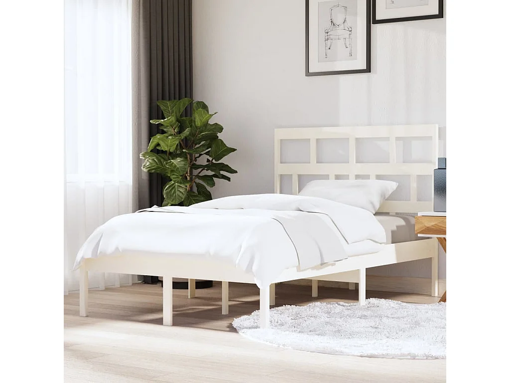 Estructura de cama sin colchón de madera maciza blanca 140x200 cm