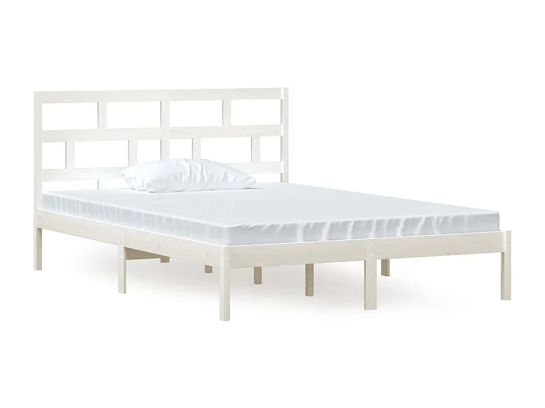 Estructura de cama sin colchón de madera maciza blanca 140x200 cm