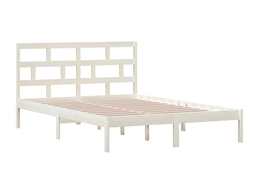 Estructura de cama sin colchón de madera maciza blanca 140x200 cm