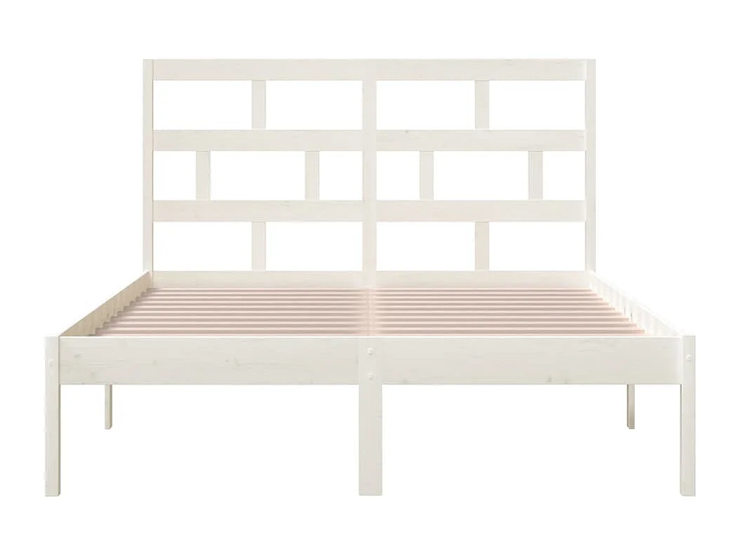 Estructura de cama sin colchón de madera maciza blanca 140x200 cm