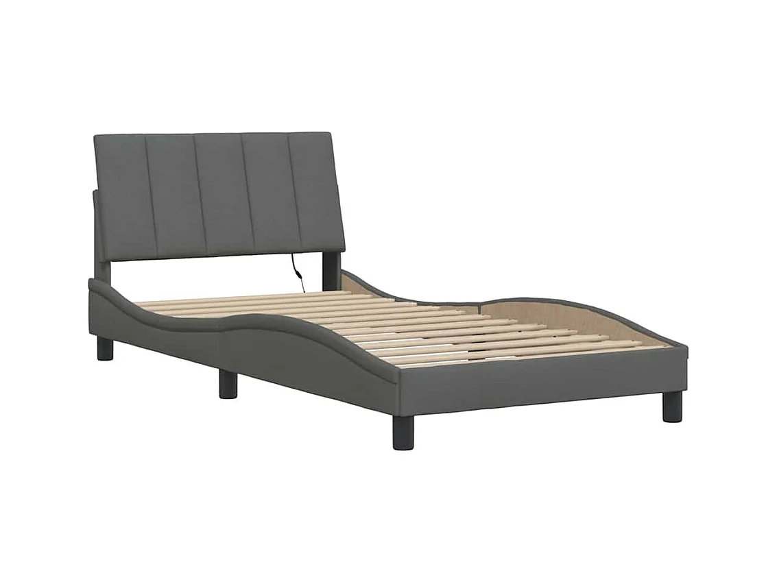 Struttura letto senza materasso tessuto grigio scuro 100x200 cm