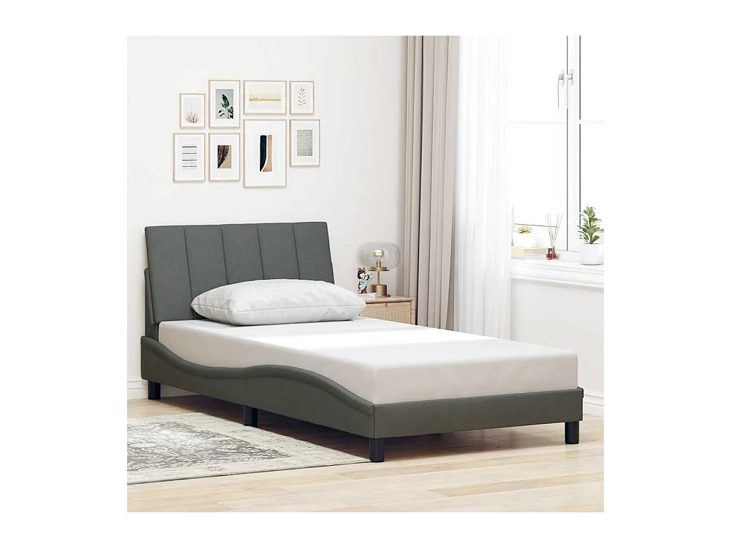 Struttura letto senza materasso tessuto grigio scuro 100x200 cm