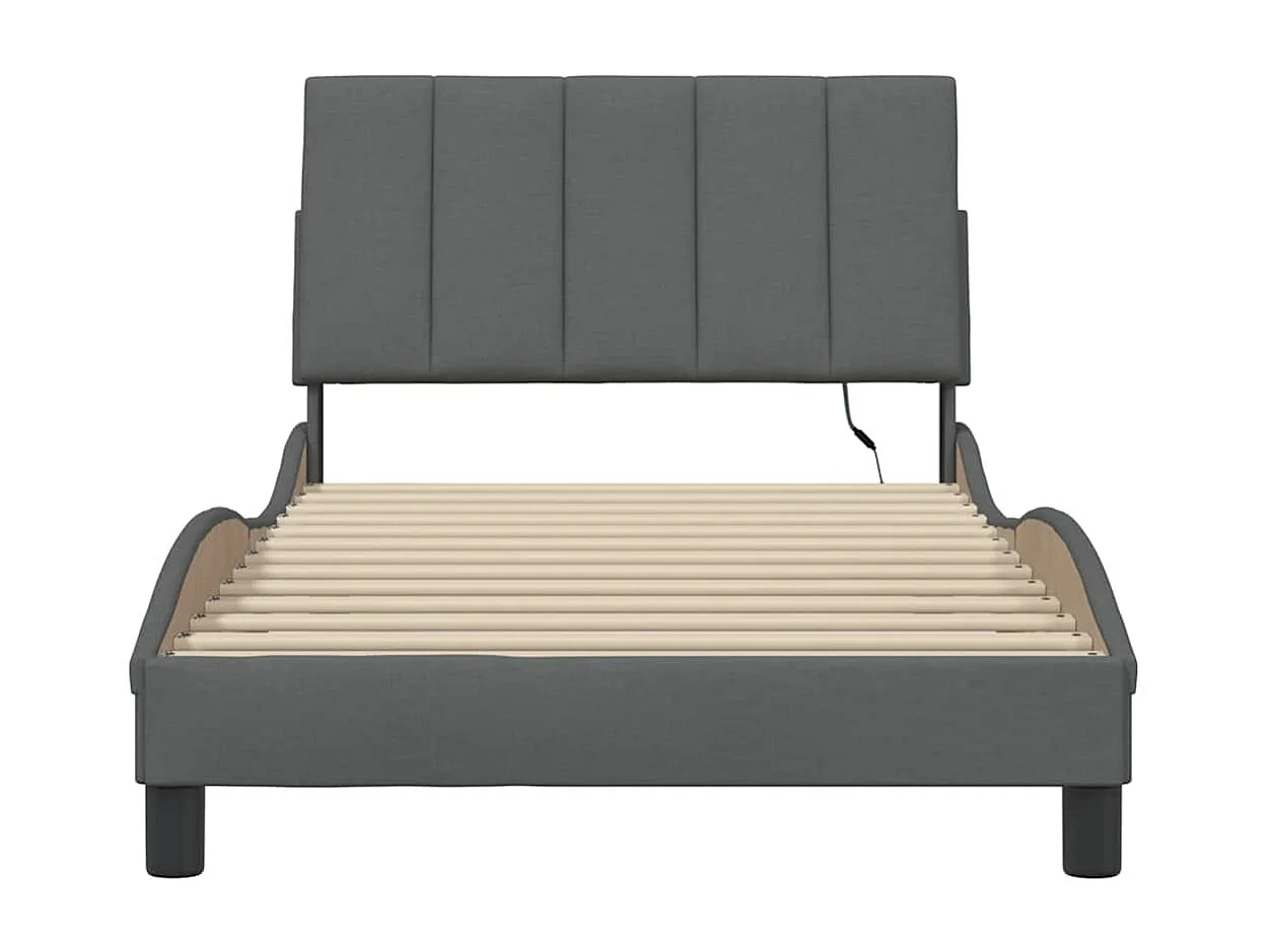 Struttura letto senza materasso tessuto grigio scuro 100x200 cm