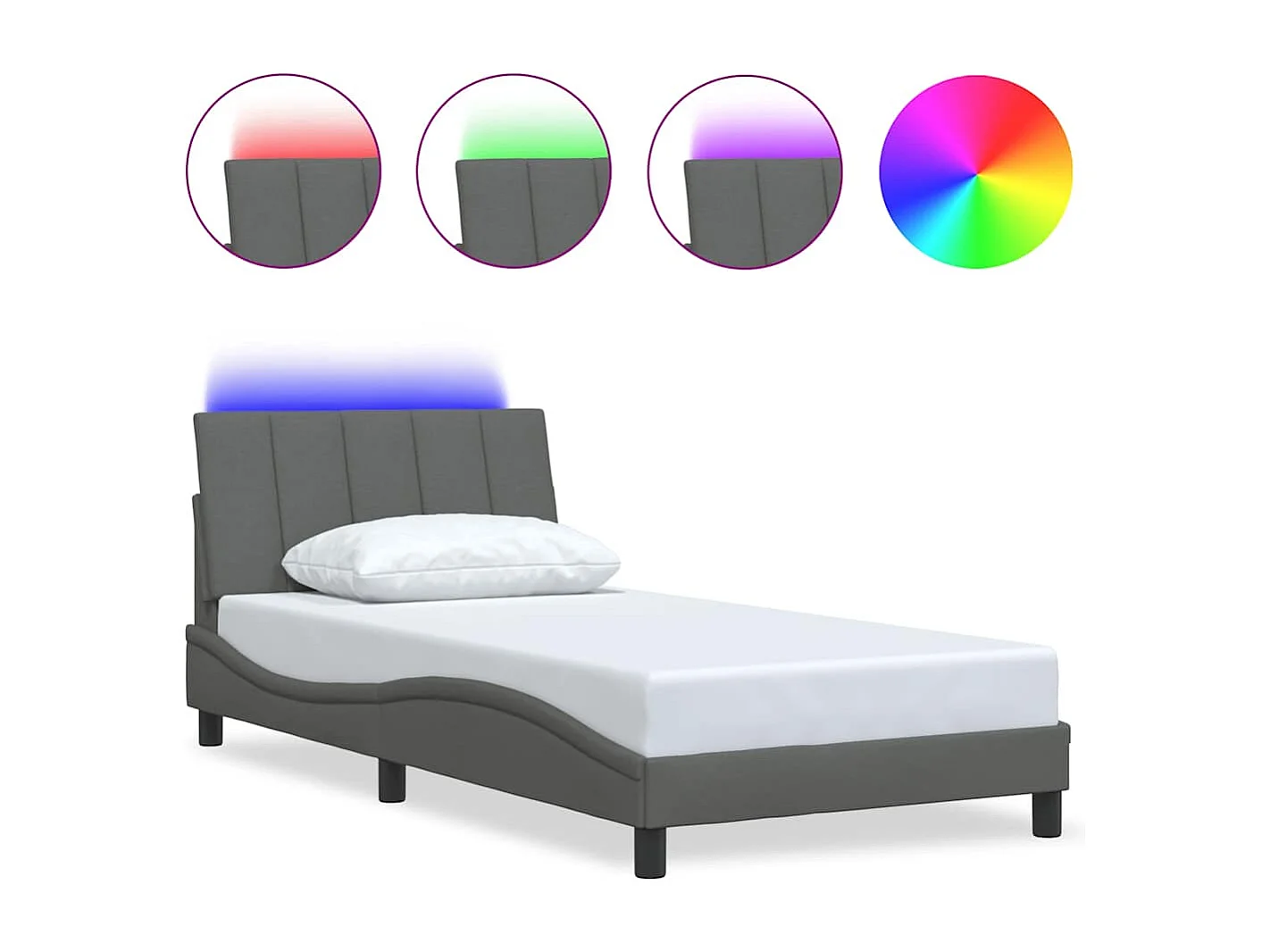 Cadre de lit sans matelas gris foncé 100x200 cm tissu