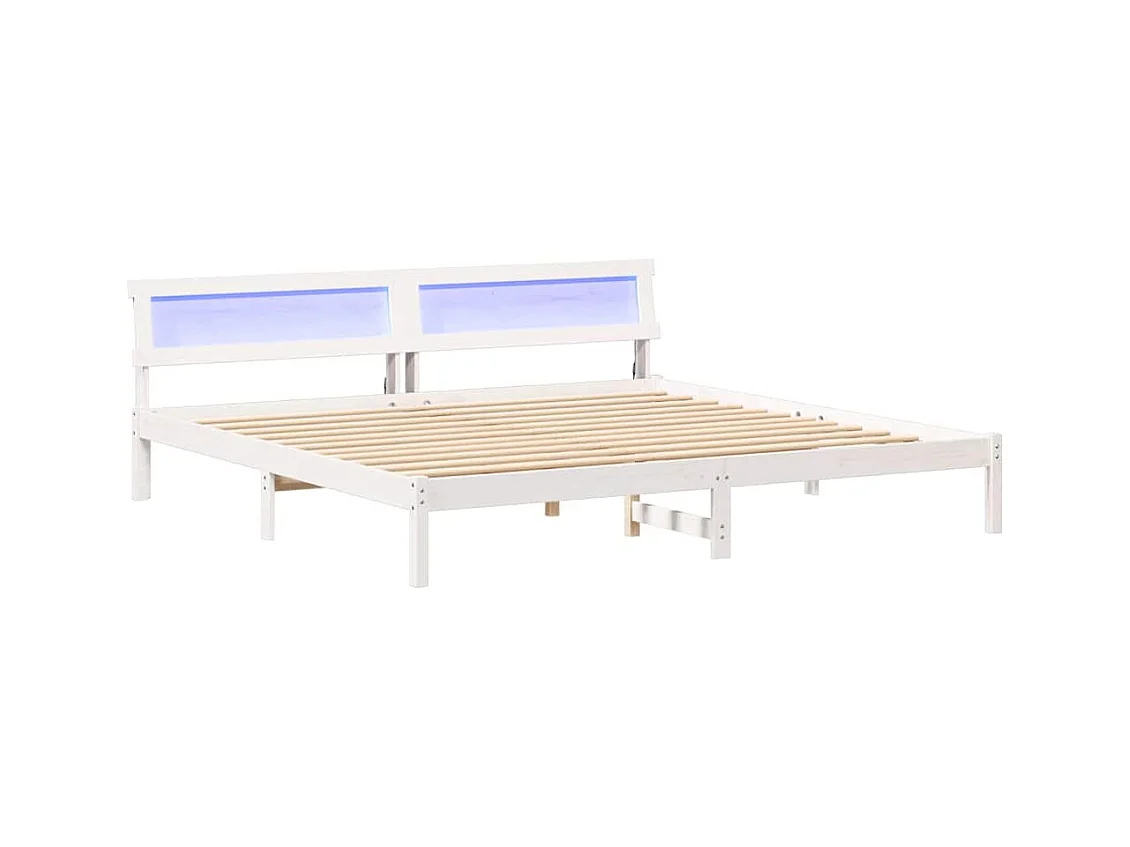 Cadre de lit Blanc 200 x 200 cm Bois massif en pin