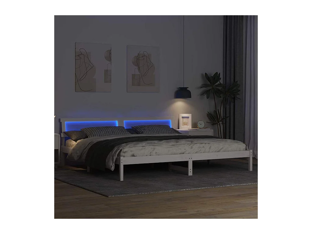 Cadre de lit Blanc 200 x 200 cm Bois massif en pin