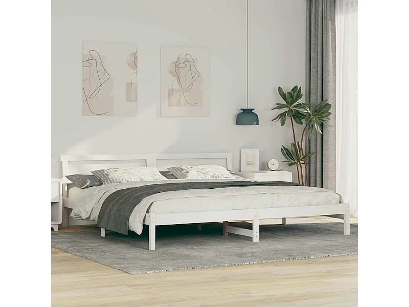 Cadre de lit Blanc 200 x 200 cm Bois massif en pin
