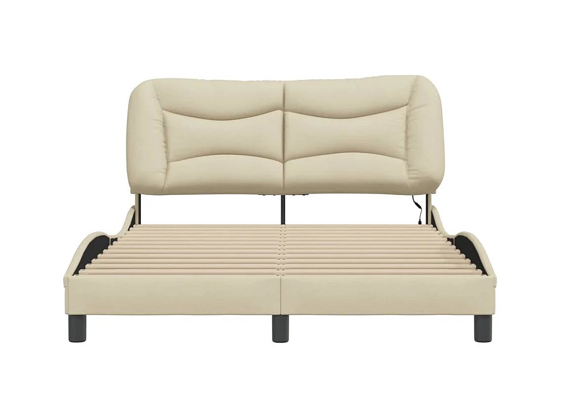 Cadre de lit avec LED sans matelas crème 140x190 cm tissu