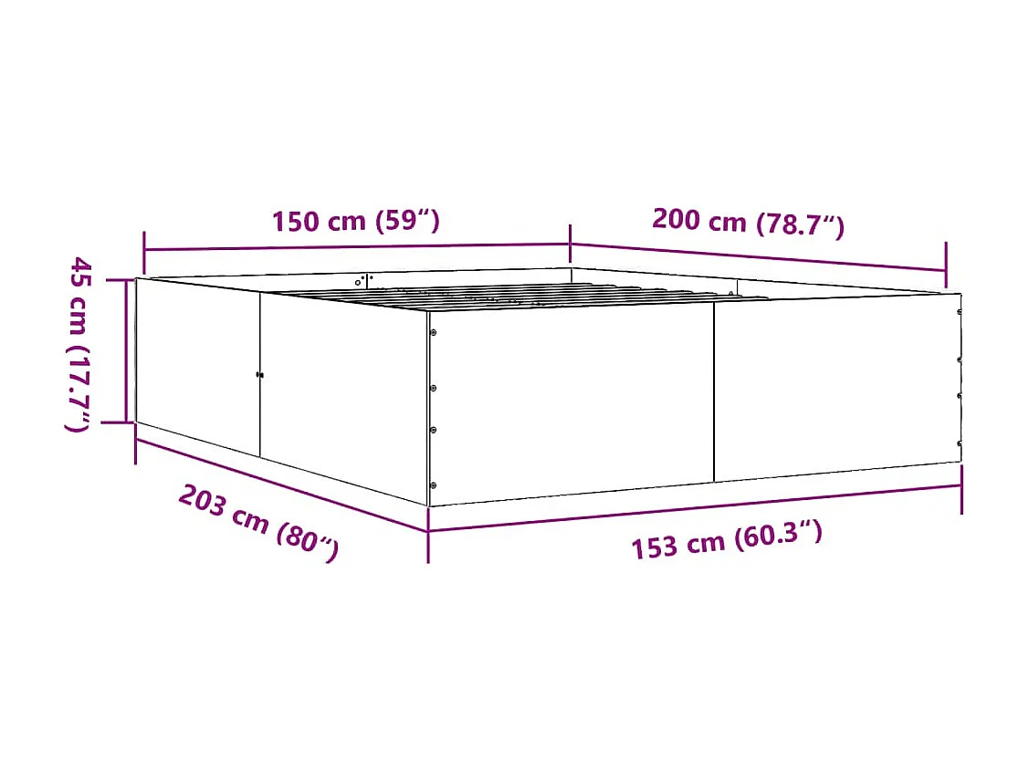 Bedframe zonder matras Sonoma eiken 150x200 cm