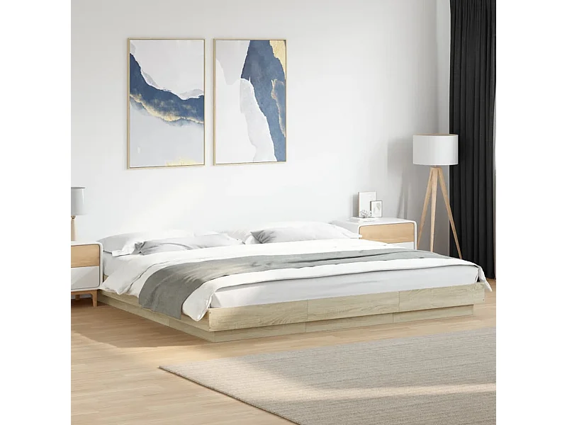 Cadre de lit sans matelas chêne sonoma 200x200 cm