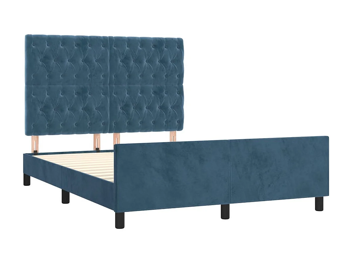 Estructura de cama azul oscuro sin colchón 140x200 cm terciopelo