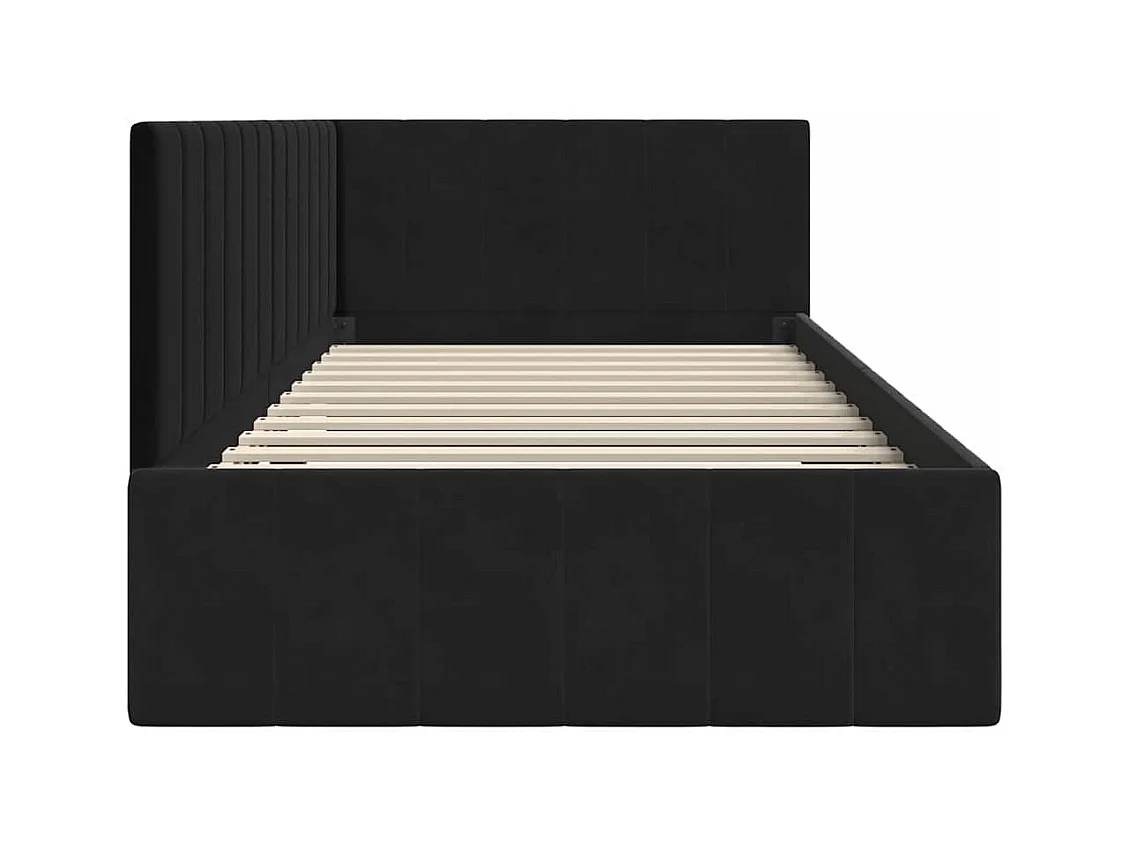 Cadre de lit d'angle avec tête de lit Noir 100 x 200 cm Velours