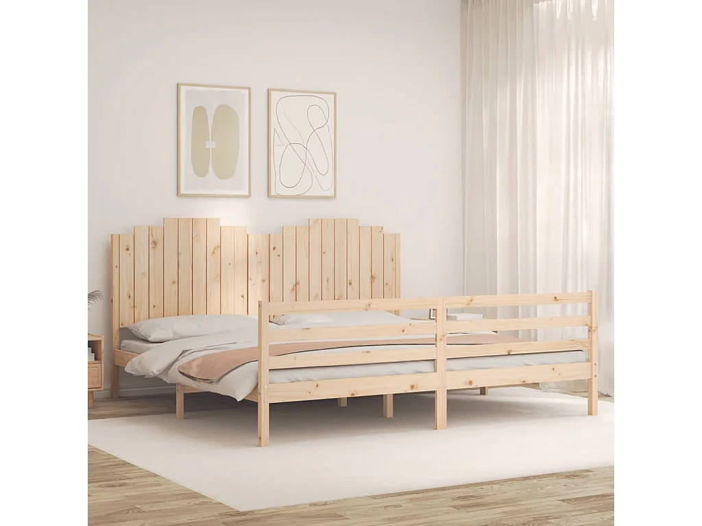Cadre de lit sans matelas 200x200 cm bois massif