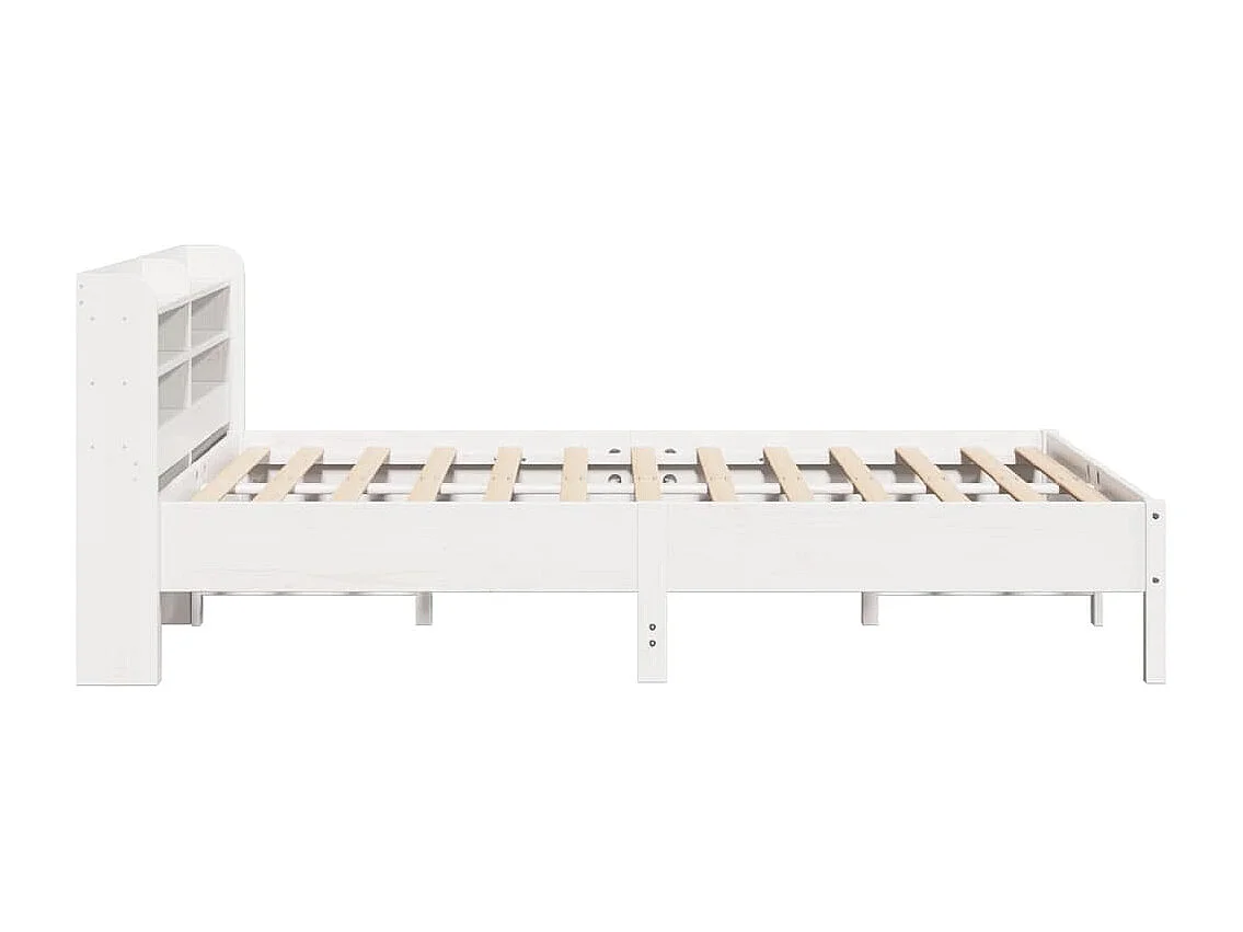 Estructura de cama sin colchón blanca 140x200 cm madera maciza de pino