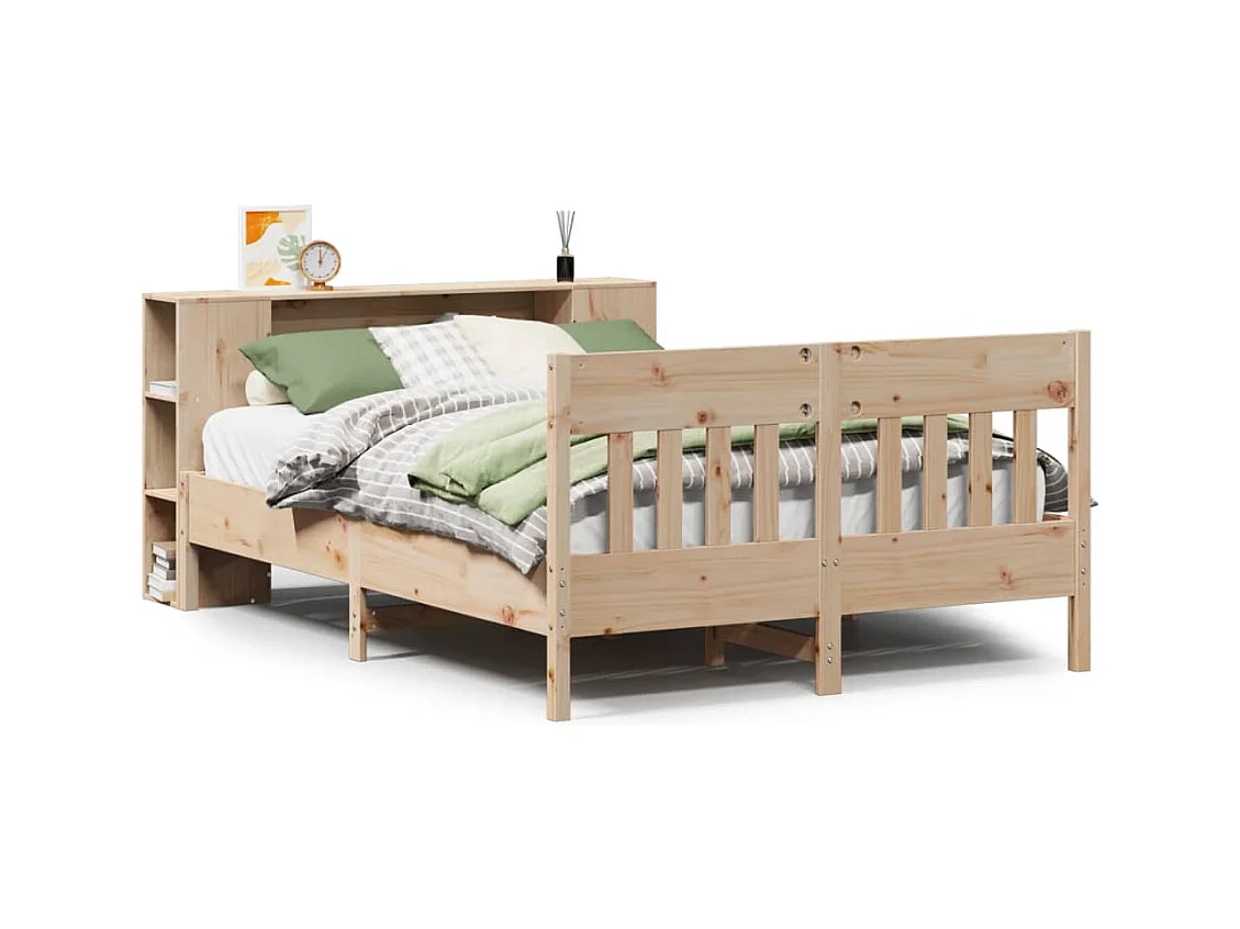 Lit bibliothèque sans matelas 120x200 cm bois de pin massif