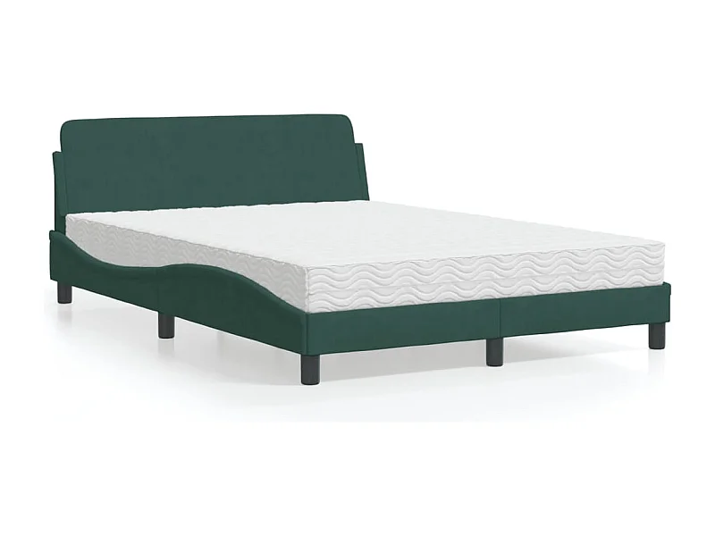 Letto con materasso verde scuro 140x200 cm in velluto