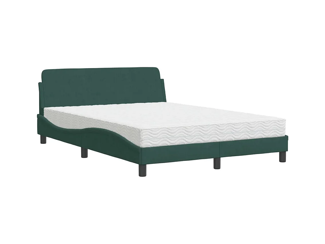 Letto con materasso verde scuro 140x200 cm in velluto