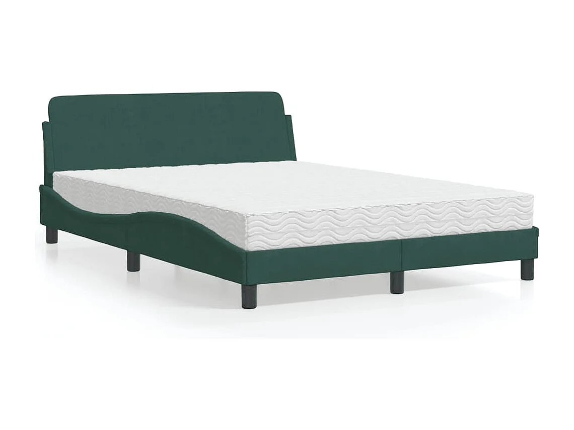 Lit avec matelas vert foncé 140x200 cm velours
