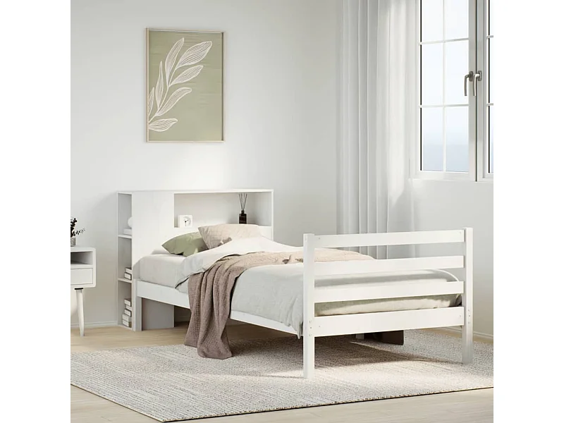 Wit boekenkastbed zonder matras 75x190cm massief grenenhout