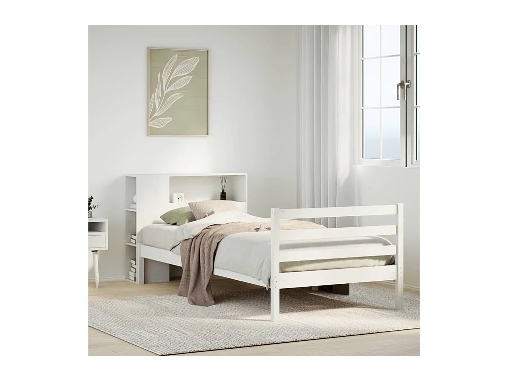 Wit boekenkastbed zonder matras 75x190cm massief grenenhout