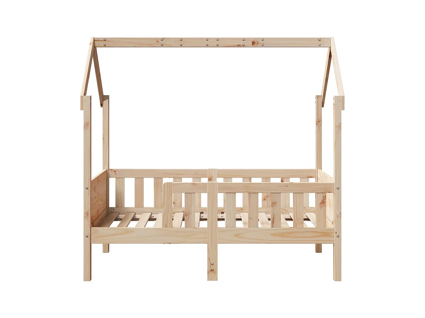Struttura letto per bambini a forma di casa senza materasso in pino