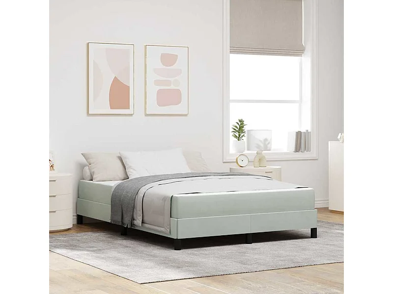 Letto a molle con materasso Grigio chiaro 160 x 200 cm Velvet