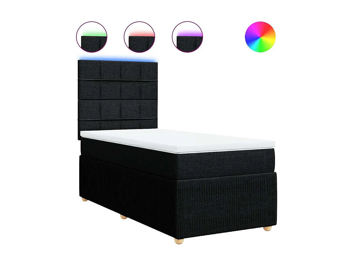 Sommier à lattes de lit avec matelas Noir 90x200 cm Tissu