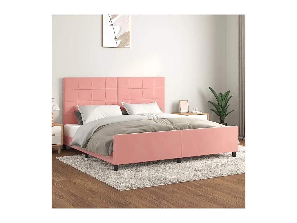 Bedframe zonder matras roze 200x200 cm fluweel