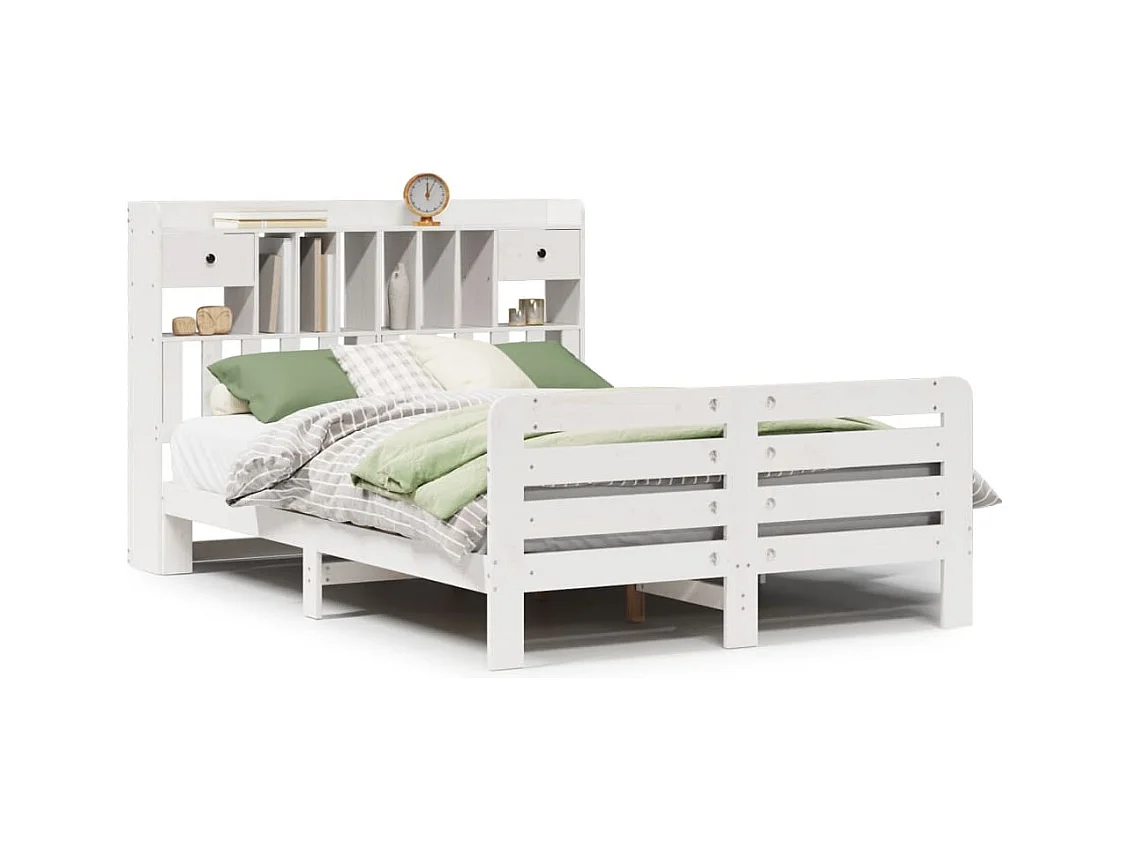 Wit boekenkastbed zonder matras 140x200 cm massief grenenhout