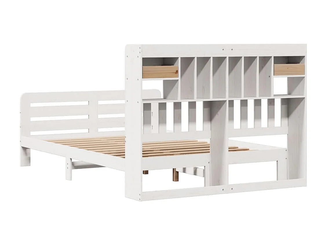 Wit boekenkastbed zonder matras 140x200 cm massief grenenhout