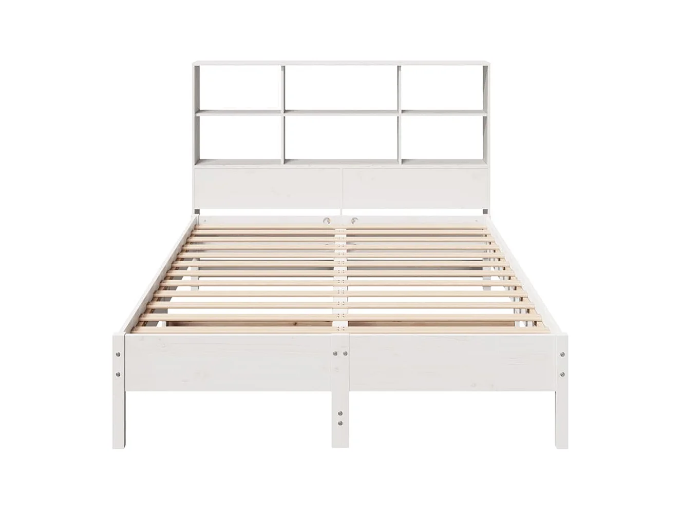 Cama librería blanca sin colchón 160x200 cm madera maciza de pino