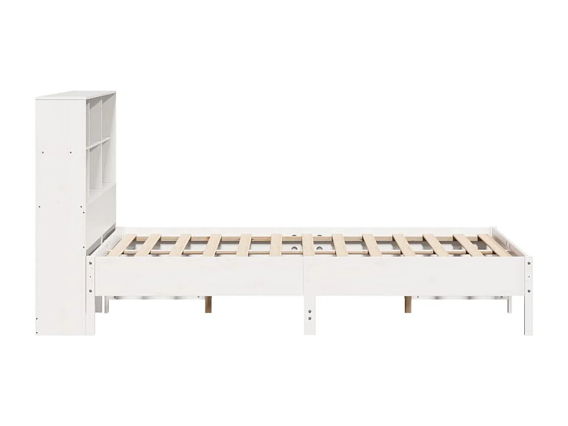 Letto libreria bianco senza materasso 160x200 cm in legno massello di pino