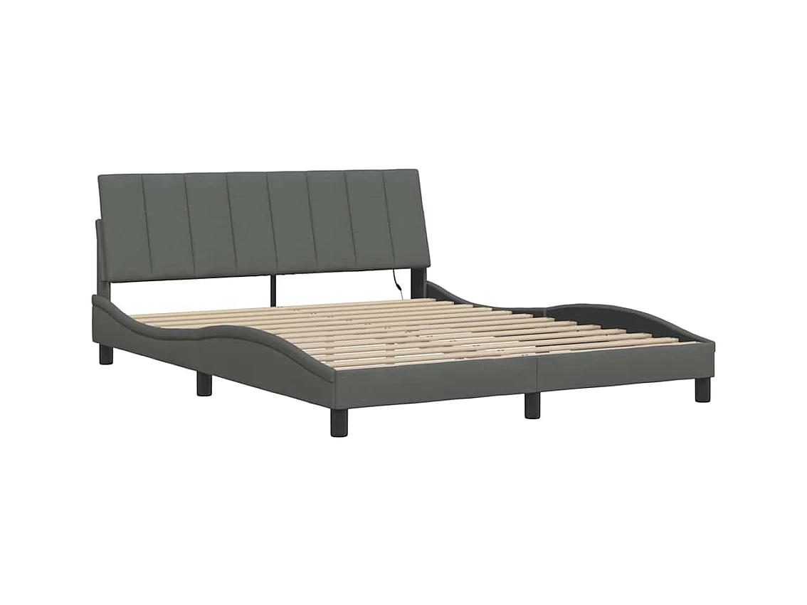 Bedframe zonder matras donkergrijs 160x200 cm stof