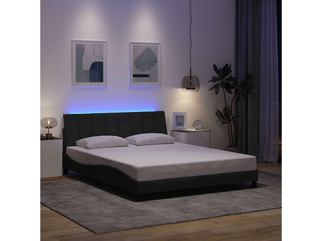 Bedframe zonder matras donkergrijs 160x200 cm stof