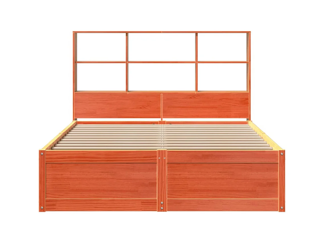 Bedframe zonder matras, bruine was, 135x190cm, massief grenenhout