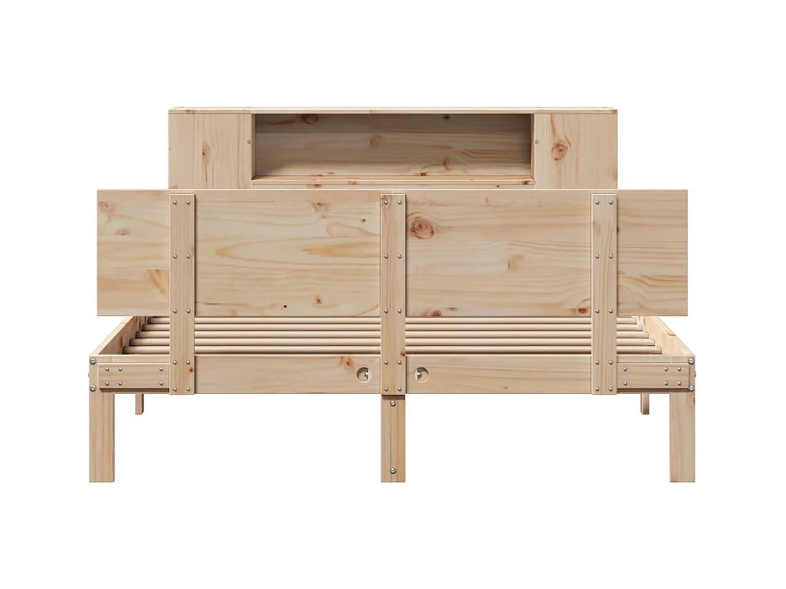 Lit bibliothèque sans matelas 150x200 cm bois massif de pin
