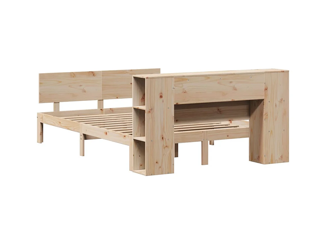 Lit bibliothèque sans matelas 150x200 cm bois massif de pin