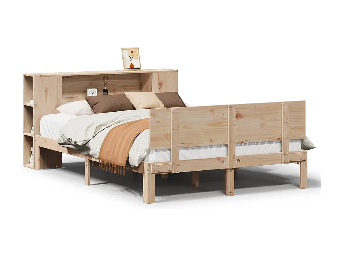 Cama biblioteca sin colchón 150x200 cm madera maciza de pino
